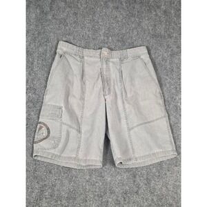 VTG Bugle Boy Mens Gray Desert Patrol Cargo Shorts Size 34 Vintage‎ Graphic P-87